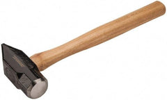 Paramount - 3 Lb Head Blacksmith's Hammer - 14-1/2" OAL, 12" Long Wood Handle, 2-1/4" Face Diam - Industrial Tool & Supply
