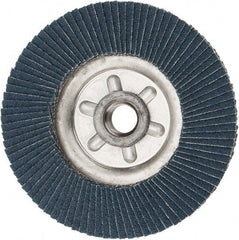 Weiler - 80 Grit, 4-1/2" Disc Diam, 5/8-11 Center Hole, Type 29 Zirconia Alumina Flap Disc - 13,000 Max RPM, Aluminum Backing, Quick Change Type S Attaching System, Coated - Industrial Tool & Supply