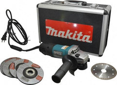 Makita - 4-1/2" Wheel Diam, 10,000 RPM, Corded Angle & Disc Grinder - 5/8-11 Spindle, 120 Volts, 7.5 Amps - Industrial Tool & Supply