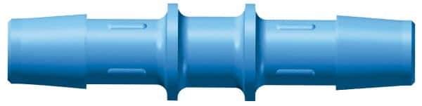 Made in USA - 3/16" Barb, HDPE Single Barbed Tube Straight Coupler - Blue, Male - Industrial Tool & Supply