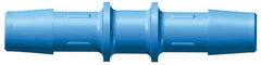 Made in USA - 3/16" Barb, HDPE Single Barbed Tube Straight Coupler - Blue, Male - Industrial Tool & Supply