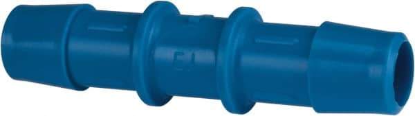 Made in USA - 1/2" Barb, HDPE Single Barbed Tube Straight Coupler - Blue, Male - Industrial Tool & Supply