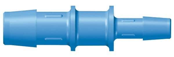 Made in USA - 1 x 1/2" Barb, Kynar Single Barbed Tube Reducer - Blue, Male - Industrial Tool & Supply