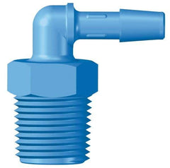 Made in USA - 1" Barb, 1, HDPE Single Barbed Tube Threaded Elbow - Blue, Male - Industrial Tool & Supply