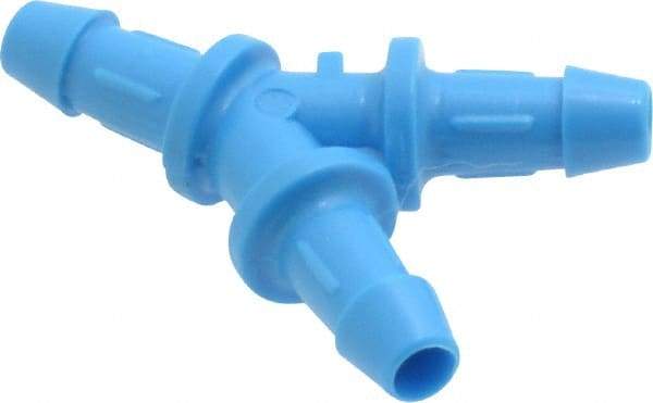 Made in USA - 1/8" Barb, HDPE Single Barbed Tube Y Connector - Blue, Male - Industrial Tool & Supply