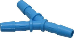 Made in USA - 1/4" Barb, HDPE Single Barbed Tube Y Connector - Blue, Male - Industrial Tool & Supply