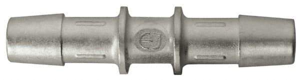 Made in USA - 0.695" Tube ID, Metal Barbed Straight Tube Coupler - Stainless Steel - Industrial Tool & Supply