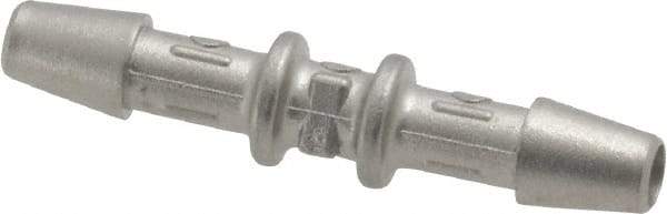 Made in USA - 0.082" Tube ID, Metal Barbed Straight Tube Coupler - Stainless Steel - Industrial Tool & Supply