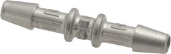 Made in USA - 0.082" Tube ID, Metal Barbed Straight Tube Coupler - Stainless Steel - Industrial Tool & Supply