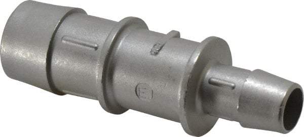 Made in USA - 0.695 x 0.417" Tube ID, Metal Barbed Tube Reducer - Stainless Steel - Industrial Tool & Supply