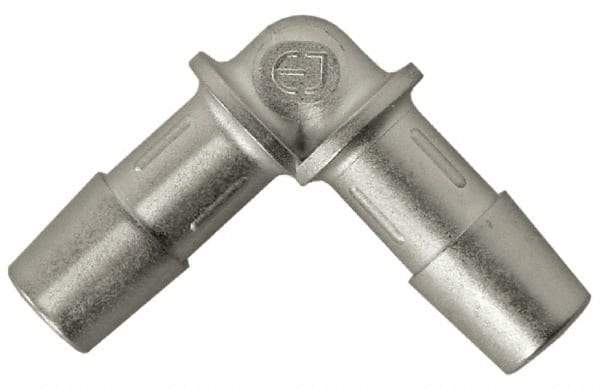 Made in USA - 0.495" Tube ID, Metal Barbed Tube Elbow - Stainless Steel - Industrial Tool & Supply