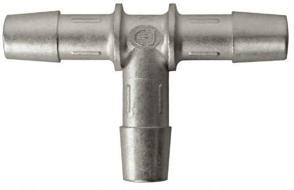 Made in USA - 0.685" Tube ID, Metal Barbed Tube Tee - Stainless Steel - Industrial Tool & Supply