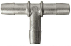 Made in USA - 0.685" Tube ID, Metal Barbed Tube Tee - Stainless Steel - Industrial Tool & Supply