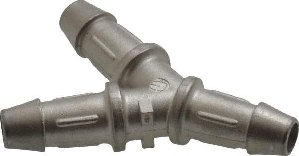 Made in USA - 0.1" Tube ID, Metal Barbed Y Tube Tube Connector - Stainless Steel - Industrial Tool & Supply