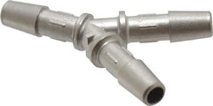 Made in USA - 0.127" Tube ID, Metal Barbed Y Tube Tube Connector - Stainless Steel - Industrial Tool & Supply