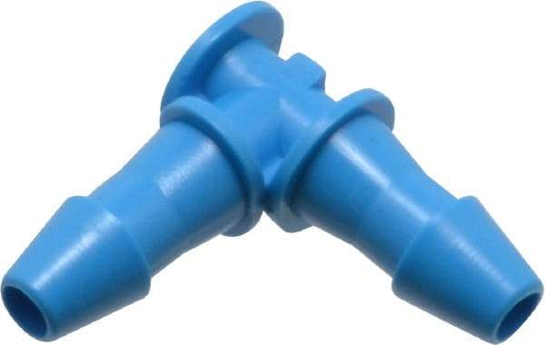 Made in USA - 1/8" Barb, HDPE Single Barbed Tube Elbow - Blue, Male - Industrial Tool & Supply
