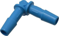 Made in USA - 1/4" Barb, HDPE Single Barbed Tube Elbow - Blue, Male - Industrial Tool & Supply
