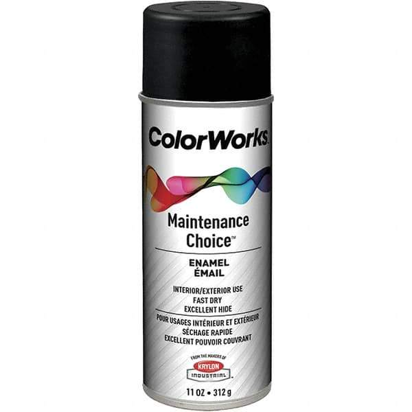 Krylon - Black, Flat, Enamel Spray Paint - 15 to 18 Sq Ft per Can, 16 oz Container, Use on General Industrial Maintenance & Touch-up Work - Industrial Tool & Supply