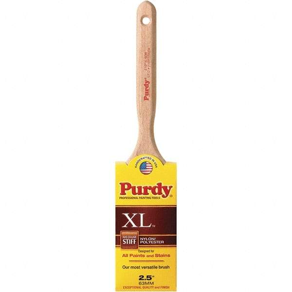 Purdy - 2-1/2" Flat Synthetic Sash Brush - 2-15/16" Bristle Length, 6" Wood Fluted Handle - Industrial Tool & Supply