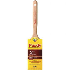 Purdy - 2-1/2" Flat Synthetic Sash Brush - 2-15/16" Bristle Length, 6" Wood Fluted Handle - Industrial Tool & Supply