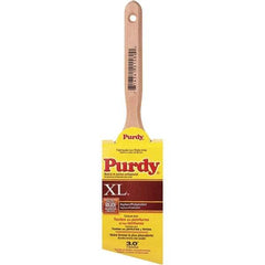Purdy - 3" Angled Synthetic Sash Brush - 3-3/16" Bristle Length, 6-1/2" Wood Fluted Handle - Industrial Tool & Supply