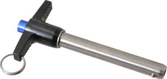 Gibraltar - 5/8" Diam, 4" Usable Length, T Handle, Quick Release Pin - Grade 17-4 Stainless Steel, Bright Finish - Industrial Tool & Supply