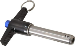 Gibraltar - 5/8" Diam, 2-1/2" Usable Length, T Handle, Quick Release Pin - Grade 17-4 Stainless Steel, Bright Finish - Industrial Tool & Supply