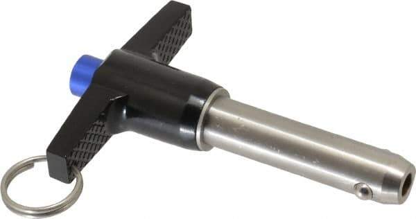 Gibraltar - 5/8" Diam, 2" Usable Length, T Handle, Quick Release Pin - Grade 17-4 Stainless Steel, Bright Finish - Industrial Tool & Supply