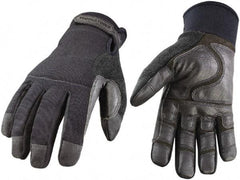 Youngstown - Size L (9) Synthetic Leather/Microfleece Waterproof & Cold & Heat Protection Work Gloves - For General Purpose, Uncoated, Hook & Loop Cuff, Full Fingered, Stealth, Paired - Industrial Tool & Supply