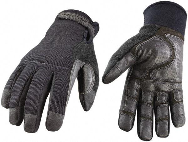 Youngstown - Size XL (10) Synthetic Leather/Microfleece Waterproof & Cold & Heat Protection Work Gloves - For General Purpose, Uncoated, Hook & Loop Cuff, Full Fingered, Stealth, Paired - Industrial Tool & Supply