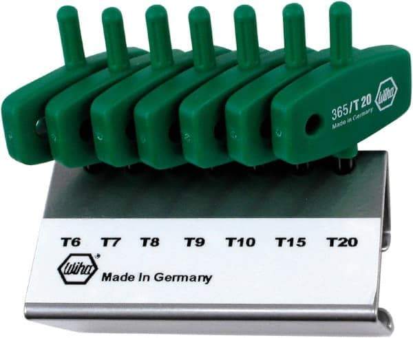 Wiha - 7 Piece T6 to T20 Chrome Vanadium Molybdenum Wing Handle Torx Key Set - T6, T7, T8, T9, T10, T15, T20 Torx Size - Industrial Tool & Supply