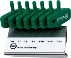 Wiha - 7 Piece T6 to T20 Chrome Vanadium Molybdenum Wing Handle Torx Key Set - T6, T7, T8, T9, T10, T15, T20 Torx Size - Industrial Tool & Supply