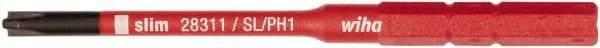 Wiha - 44mm Drive, #1 Reversible Phillips/Slotted Screwdriver Bit - 75mm OAL - Industrial Tool & Supply