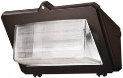 Cooper Lighting - 400 Watt, 120-277 Volt, High Pressure Sodium Wall Pack Light Fixture - Glass Lens, Aluminum Housing, Bronze (Color), Wall Mount, 12-3/4" Deep x 10" High x 16-5/8" Wide - Industrial Tool & Supply