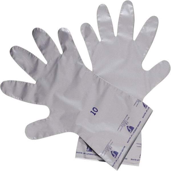North - 14-1/2" Long, 2.7 mil Thick, Chemical Resistant Gloves - Silver - Industrial Tool & Supply