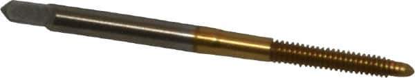 Hertel - #5-40 UNC, 2 Flute, TiN Finish, High Speed Steel Spiral Point Tap - Plug Chamfer, Right Hand Thread, 1-15/16" OAL, 2B/3B Class of Fit - Exact Industrial Supply
