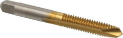Hertel - 5/16-18 UNC, 2 Flute, TiN Finish, High Speed Steel Spiral Point Tap - Plug Chamfer, Right Hand Thread, 2-23/32" OAL, 3B Class of Fit - Exact Industrial Supply