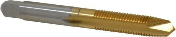 Hertel - 5/16-24 UNF, 2 Flute, TiN Finish, High Speed Steel Spiral Point Tap - Plug Chamfer, Right Hand Thread, 2-23/32" OAL, 3B Class of Fit - Exact Industrial Supply