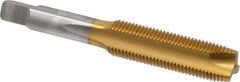 Hertel - 1/2-20 UNF, 3 Flute, TiN Finish, High Speed Steel Spiral Point Tap - Plug Chamfer, Right Hand Thread, 3-3/8" OAL, 3B Class of Fit - Exact Industrial Supply