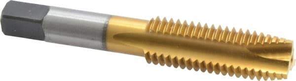 Hertel - 5/8-11 UNC, 3 Flute, TiN Finish, High Speed Steel Spiral Point Tap - Plug Chamfer, Right Hand Thread, 3-13/16" OAL, 3B Class of Fit - Exact Industrial Supply