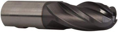 Hertel - 1" Diam, 2" LOC, 4 Flute Cobalt Ball End Mill - TiCN Finish, Single End, 4-1/2" OAL, 1" Shank Diam, Spiral Flute - Industrial Tool & Supply