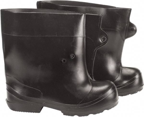 Winter Walking - Men's 5 - 7.5 (Women's 7-9.5) Traction Overboots - 10" High, Plain Toe, Nonslip Sole, Rubber Upper, Black - Industrial Tool & Supply