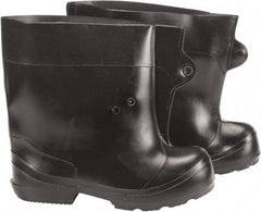 Winter Walking - Men's 5 - 7.5 (Women's 7-9.5) Traction Overboots - 10" High, Plain Toe, Nonslip Sole, Rubber Upper, Black - Industrial Tool & Supply
