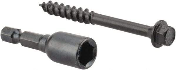 Value Collection - 1/4", 2-1/2" OAL, Hex Head Wood Screw - Steel - Industrial Tool & Supply