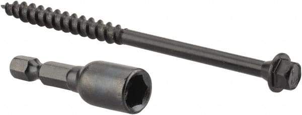 Value Collection - 1/4", 4" OAL, Hex Head Wood Screw - Steel - Industrial Tool & Supply