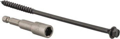 Value Collection - 1/4", 6" OAL, Hex Head Wood Screw - Steel - Industrial Tool & Supply
