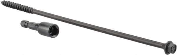 Value Collection - 1/4", 8" OAL, Hex Head Wood Screw - Steel - Industrial Tool & Supply