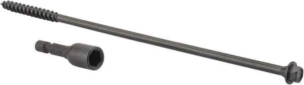 Value Collection - 1/4", 8" OAL, Hex Head Wood Screw - Steel - Industrial Tool & Supply