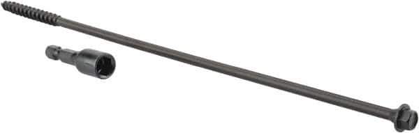 Value Collection - 1/4", 10" OAL, Hex Head Wood Screw - Steel - Industrial Tool & Supply