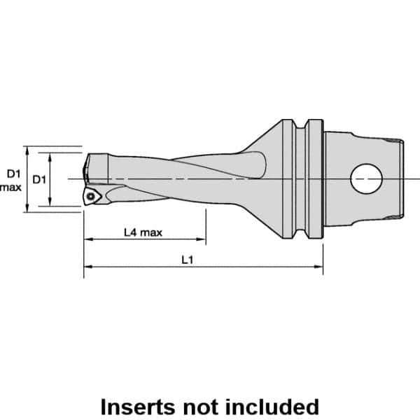 Kennametal - 101.6mm Max Drill Depth, 2xD, 50.8mm Diam, Indexable Insert Drill - 2 Inserts, 50mm Shank Diam, KM50 Modular Connection Shank - Industrial Tool & Supply